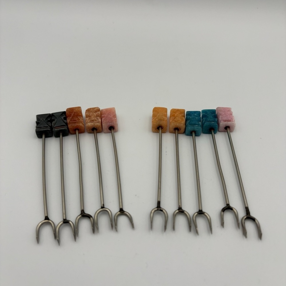 Vtg Easter Island Hors D'oeuvre Appetizer Cocktail Picks (set 10) MCM Multicolor